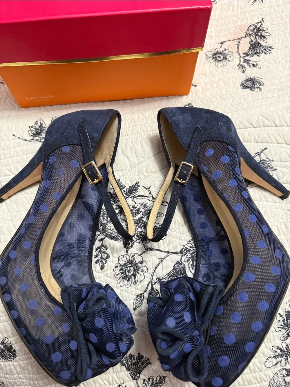 Kate Spade Navy Mesh Suede 6 M Italy